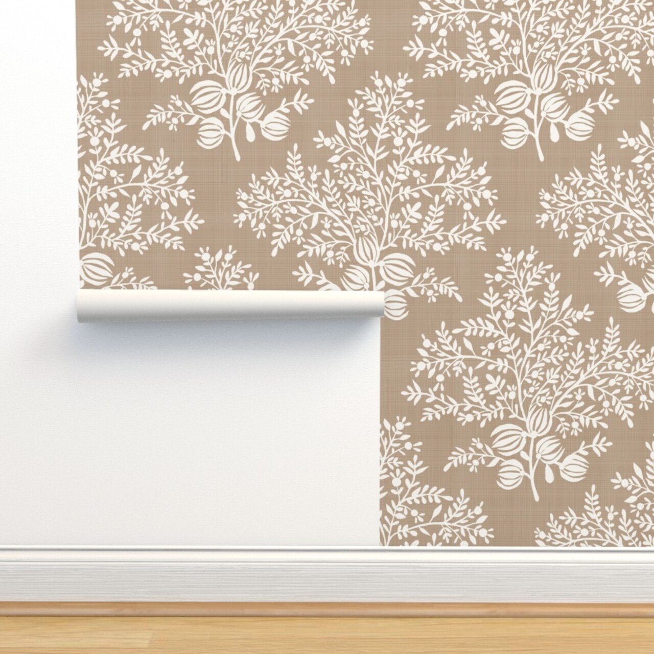 Floral Silhouette Large Scale Bouquet Block Print Grandmillenial Custom Removable Wallpaper by Spoonflower Peel & Stick Wallpaper 2FT Wide